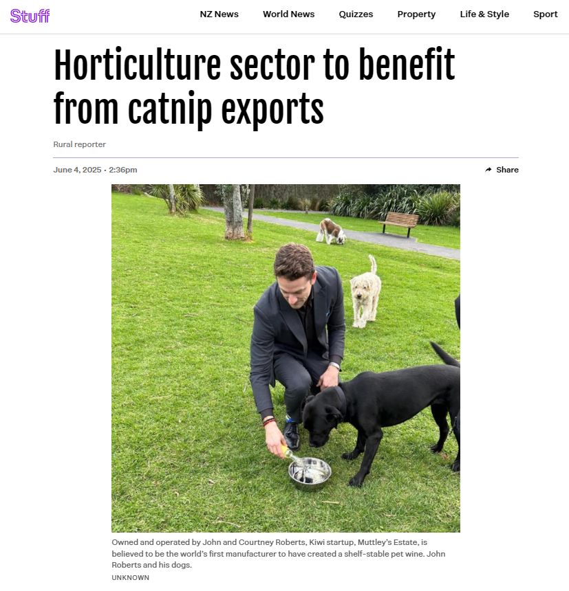 Stuff NZ: Horticulture sector to benefit from catnip exports